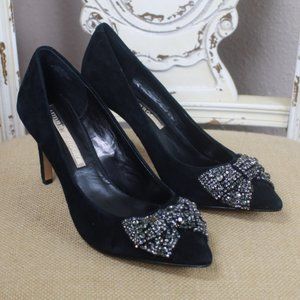 Audrey Brooke Suede Rhinestone Heels like New